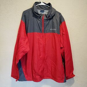 Columbia Lake Rain Windbreaker Jacket Size 3X Hooded Red Gray